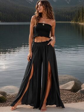 By Together Black Wide Leg Palazzo Pants